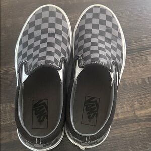 Vans Kids Black and Gray Checkered Slip-On Sneakers